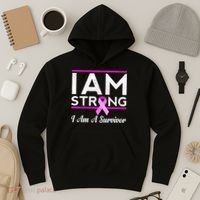 I Am Strong Breast Cancer Survivor Hoodie thumb 3