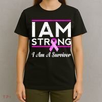 I Am Strong Breast Cancer Survivor T-Shirt thumb 4
