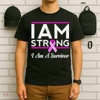 I Am Strong Breast Cancer Survivor T-Shirt thumb 6