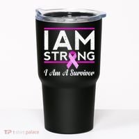 I Am Strong Breast Cancer Survivor Tumbler thumb 0