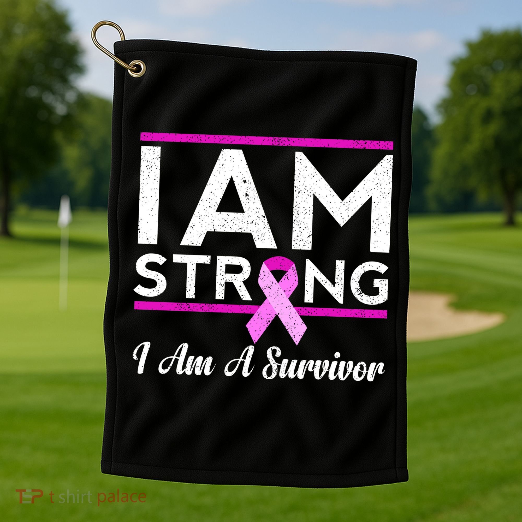 I Am Strong Breast Cancer Survivor Golf Towel