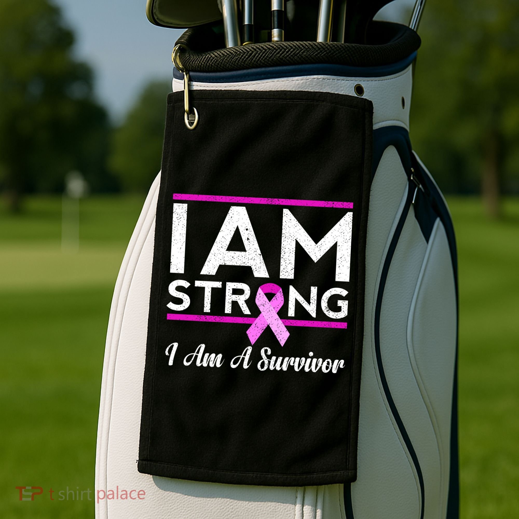 I Am Strong Breast Cancer Survivor Golf Towel