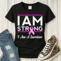 I Am Strong Breast Cancer Survivor Women's T-Shirt thumb 3