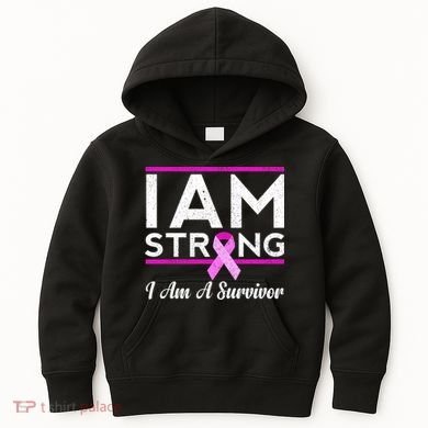 I Am Strong Breast Cancer Survivor Kids Hoodie