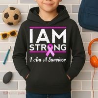 I Am Strong Breast Cancer Survivor Kids Hoodie thumb 2