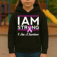 I Am Strong Breast Cancer Survivor Kids Hoodie thumb 3