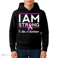 I Am Strong Breast Cancer Survivor Kids Hoodie thumb 4