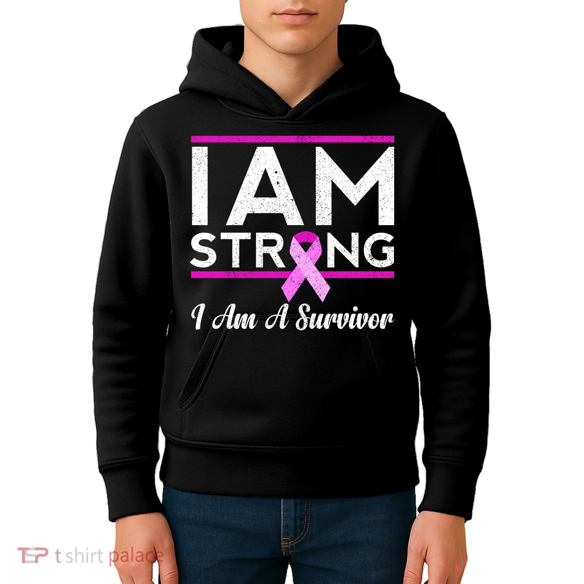 I Am Strong Breast Cancer Survivor Kids Hoodie