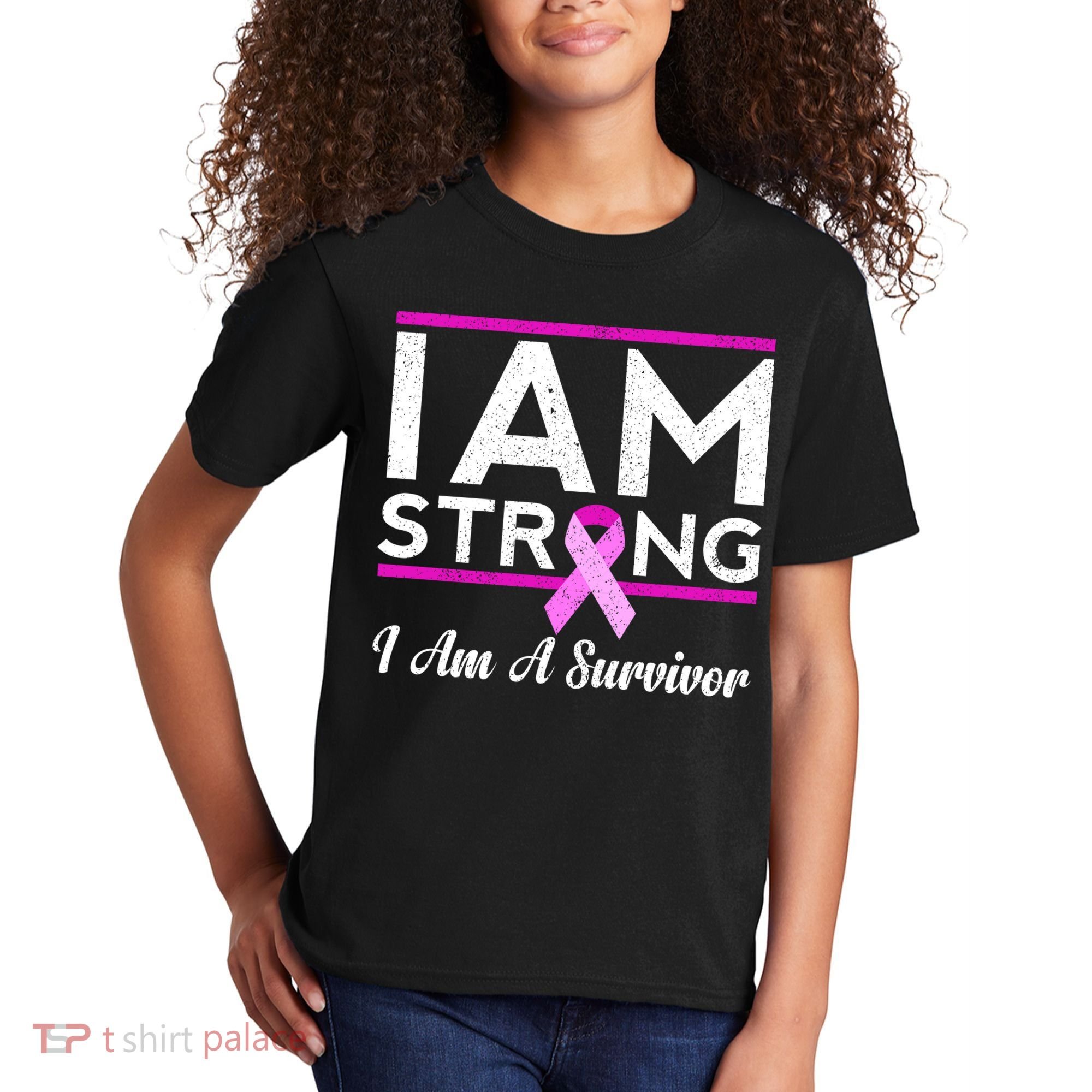I Am Strong Breast Cancer Survivor Kids T-Shirt