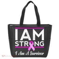 I Am Strong Breast Cancer Survivor Tote Bag thumb 0