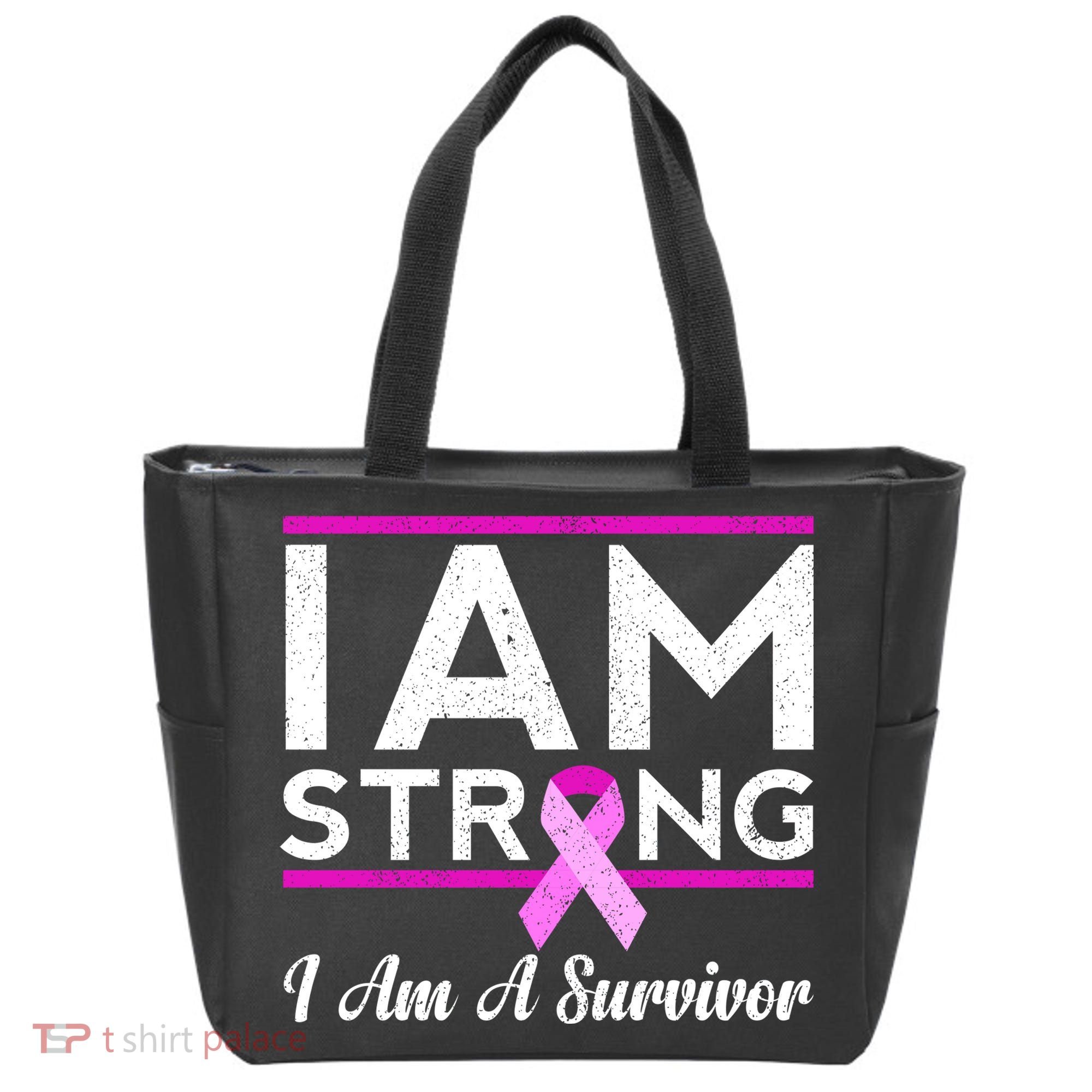 I Am Strong Breast Cancer Survivor Tote Bag