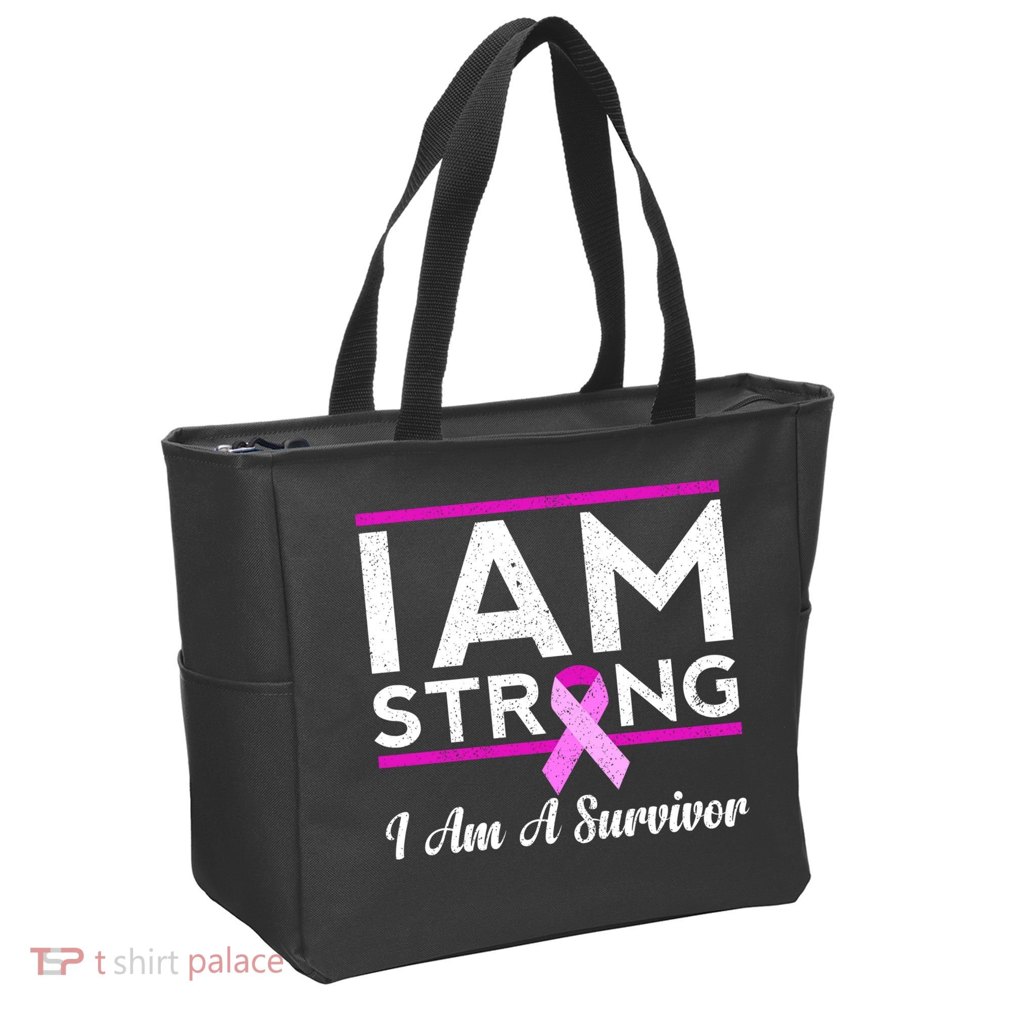 I Am Strong Breast Cancer Survivor Tote Bag