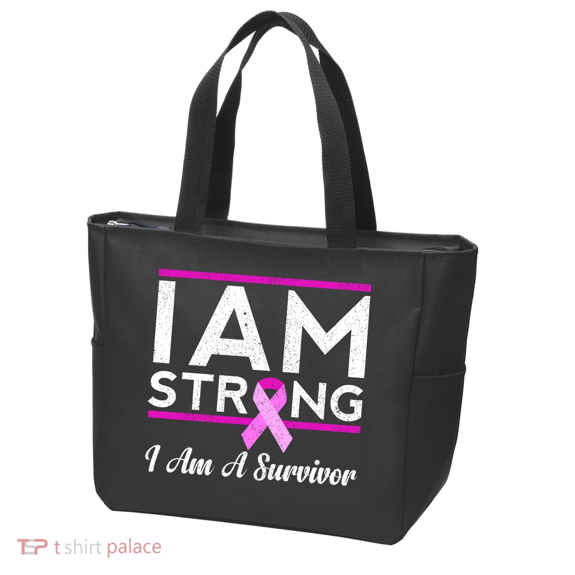 I Am Strong Breast Cancer Survivor Tote Bag