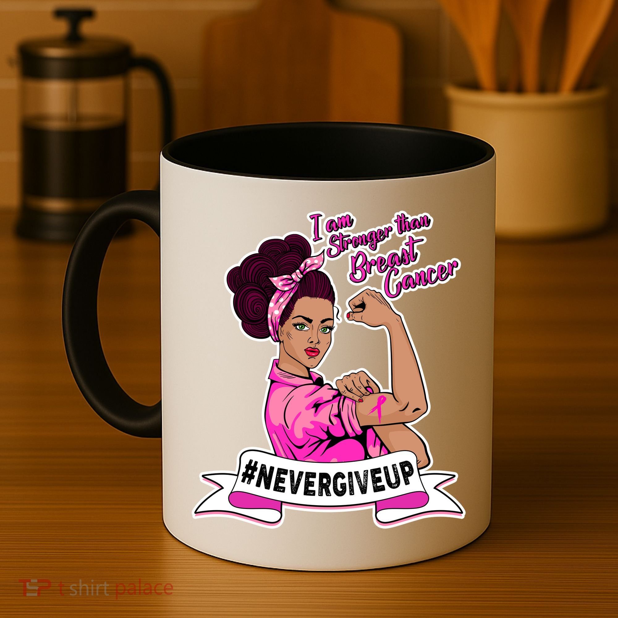 I Am Stronger than Breast Cancer NeverGiveUp Coffee Mug