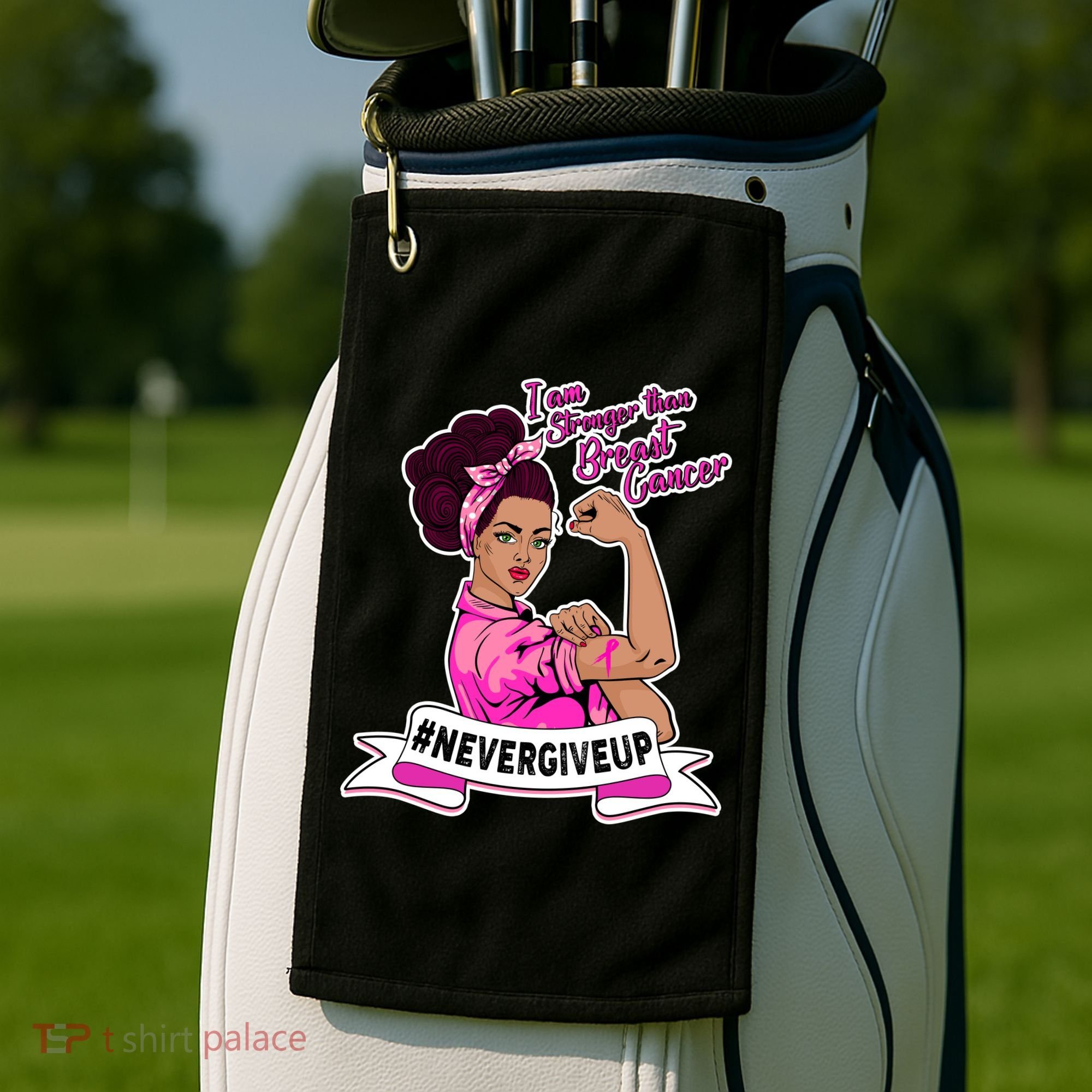 I Am Stronger than Breast Cancer NeverGiveUp Golf Towel