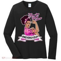 I Am Stronger than Breast Cancer NeverGiveUp Women's Long Sleeve Shirt thumb 0