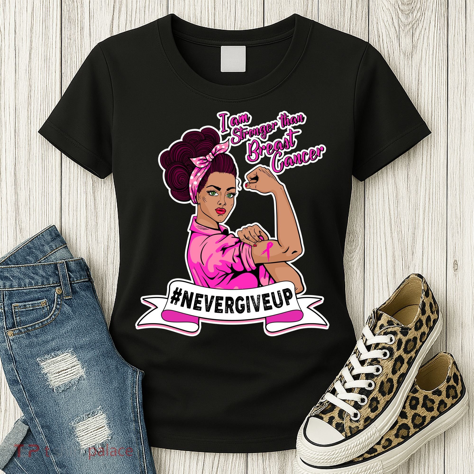 I Am Stronger than Breast Cancer NeverGiveUp Women's T-Shirt