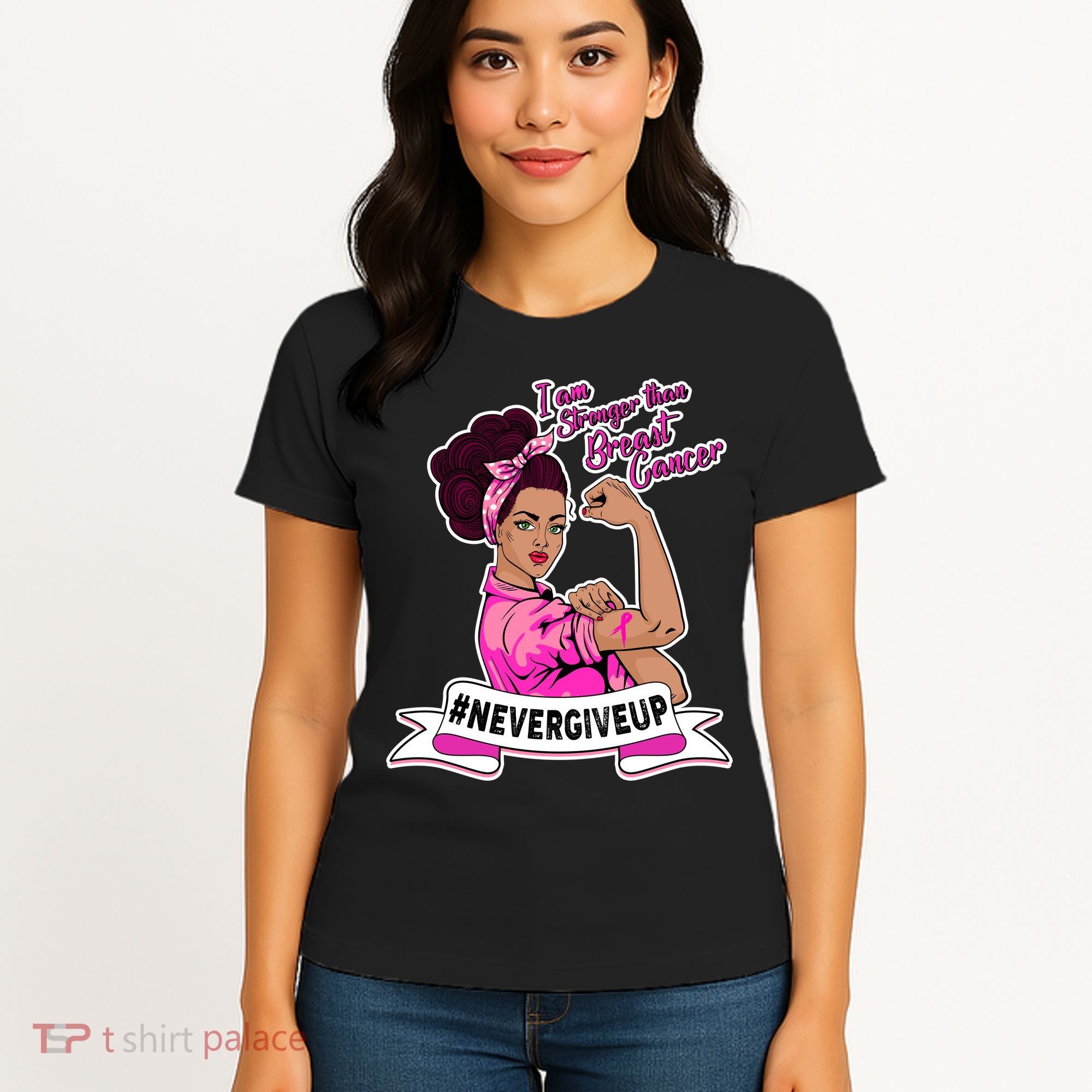 I Am Stronger than Breast Cancer NeverGiveUp Women's T-Shirt