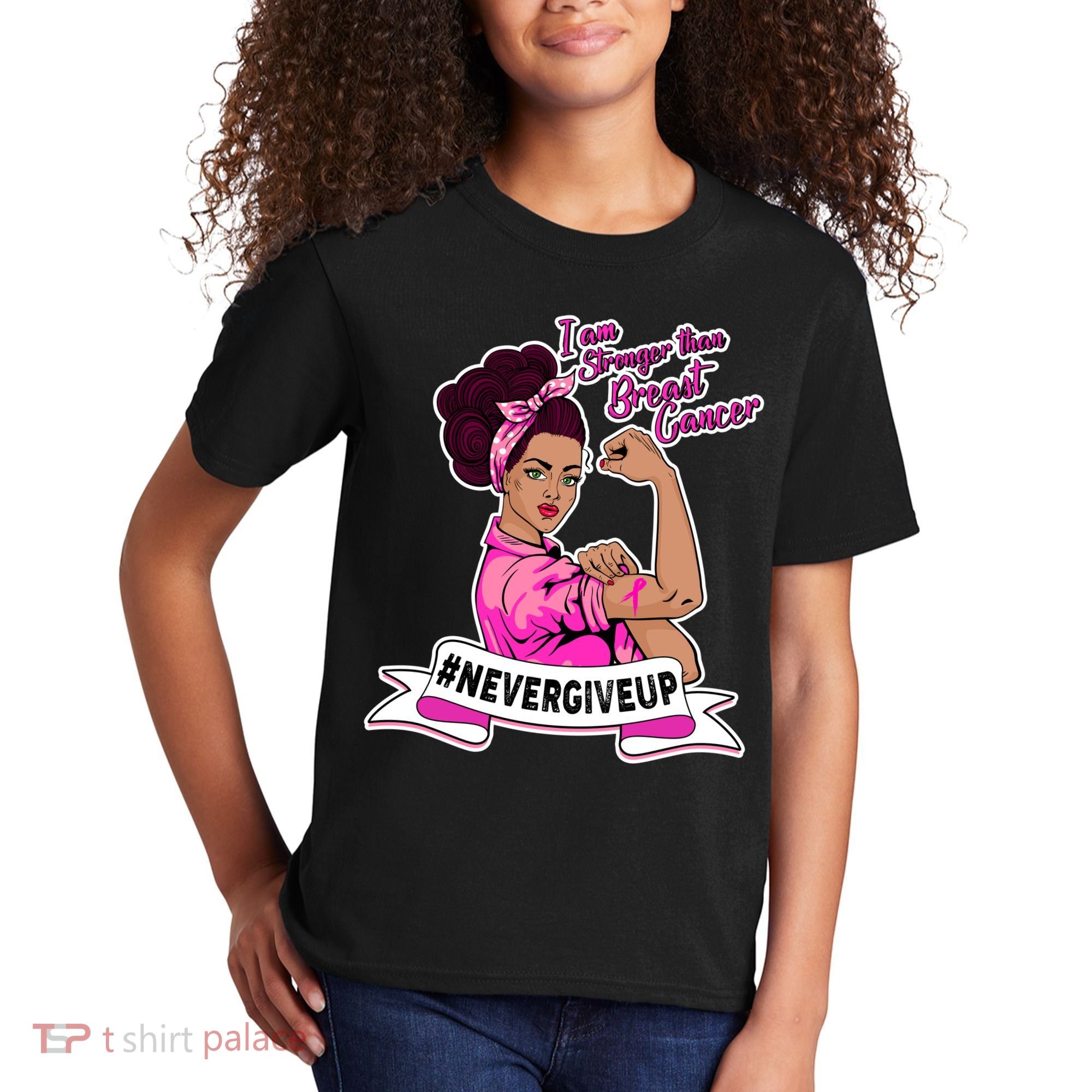 I Am Stronger than Breast Cancer NeverGiveUp Kids T-Shirt