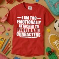 I Am Too Emotionally Attached to Fictional Characters Kids T-Shirt thumb 3