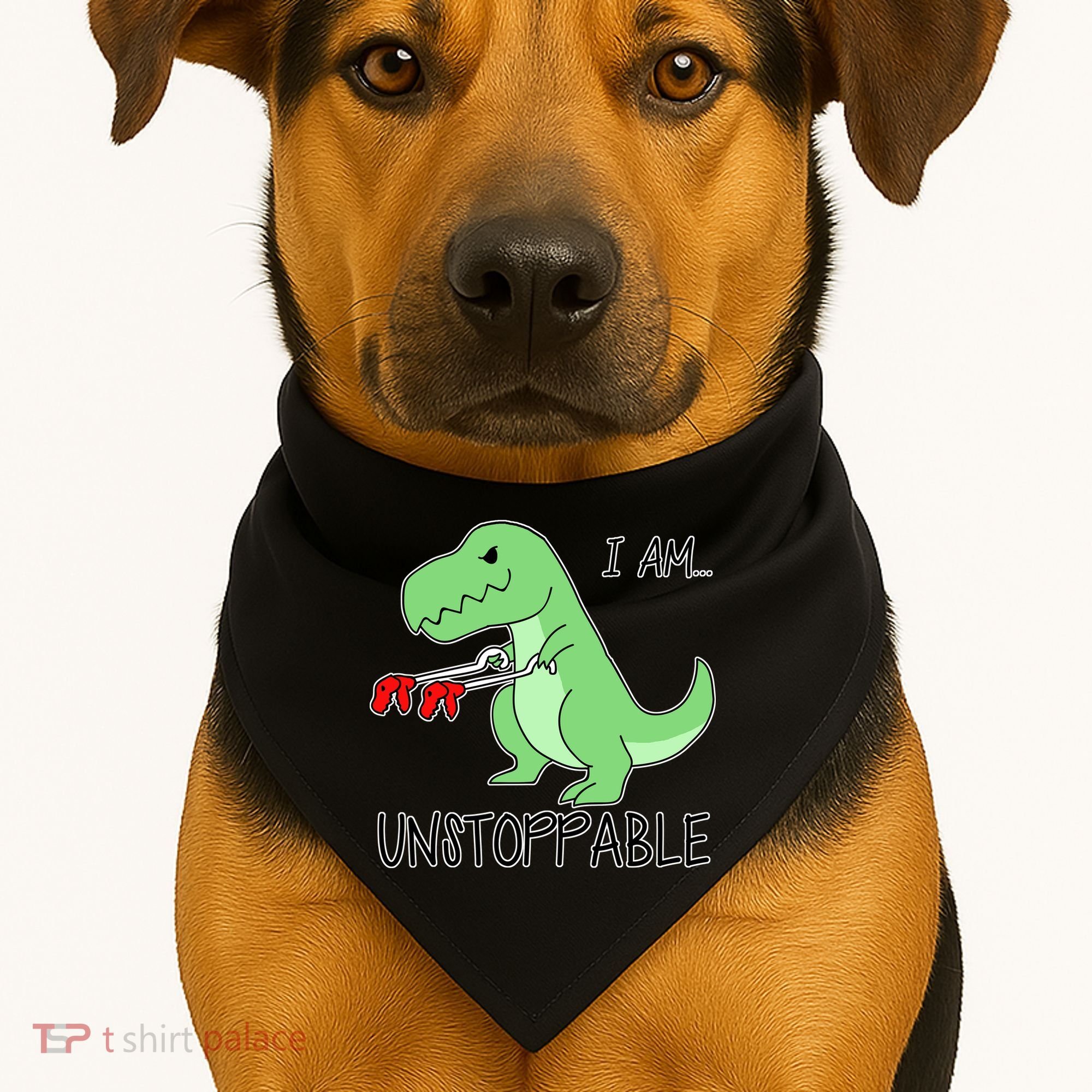I Am Unstoppable Dinosaur USA-Made Doggie Bandana