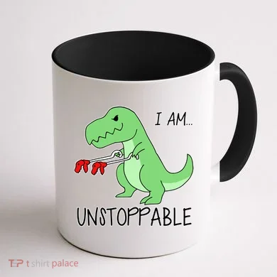 I Am Unstoppable Dinosaur Coffee Mug back