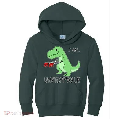 I Am Unstoppable Dinosaur Kids Hoodie