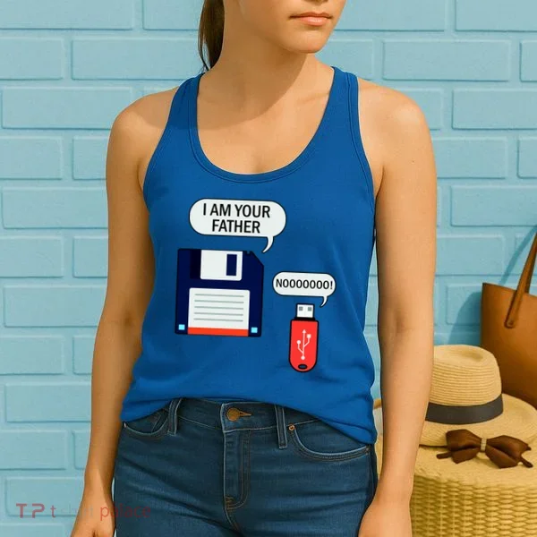 I Am Your Father Retro Floppy Disk USB Women's Tank Top