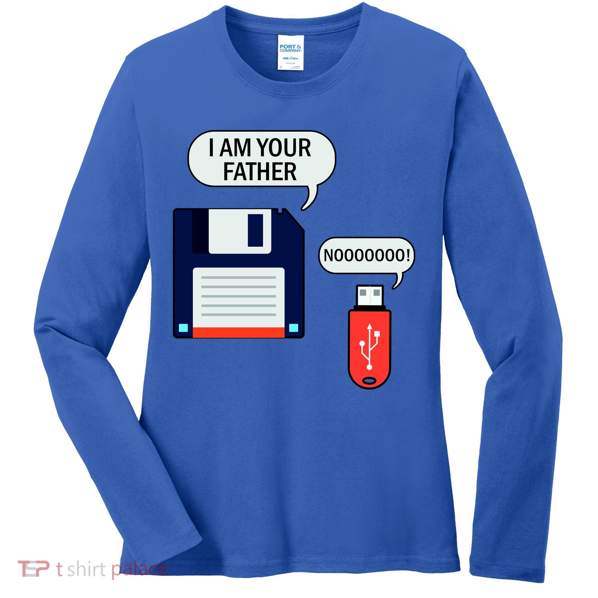 I Am Your Father Retro Floppy Disk USB Women's Long Sleeve Shirt