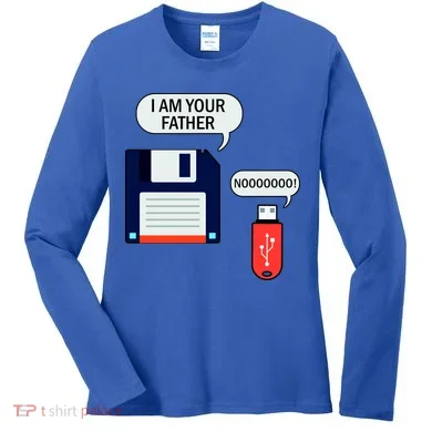 I Am Your Father Retro Floppy Disk USB Women's Long Sleeve Shirt