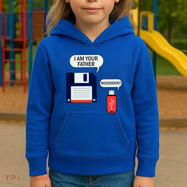 I Am Your Father Retro Floppy Disk USB Kids Hoodie