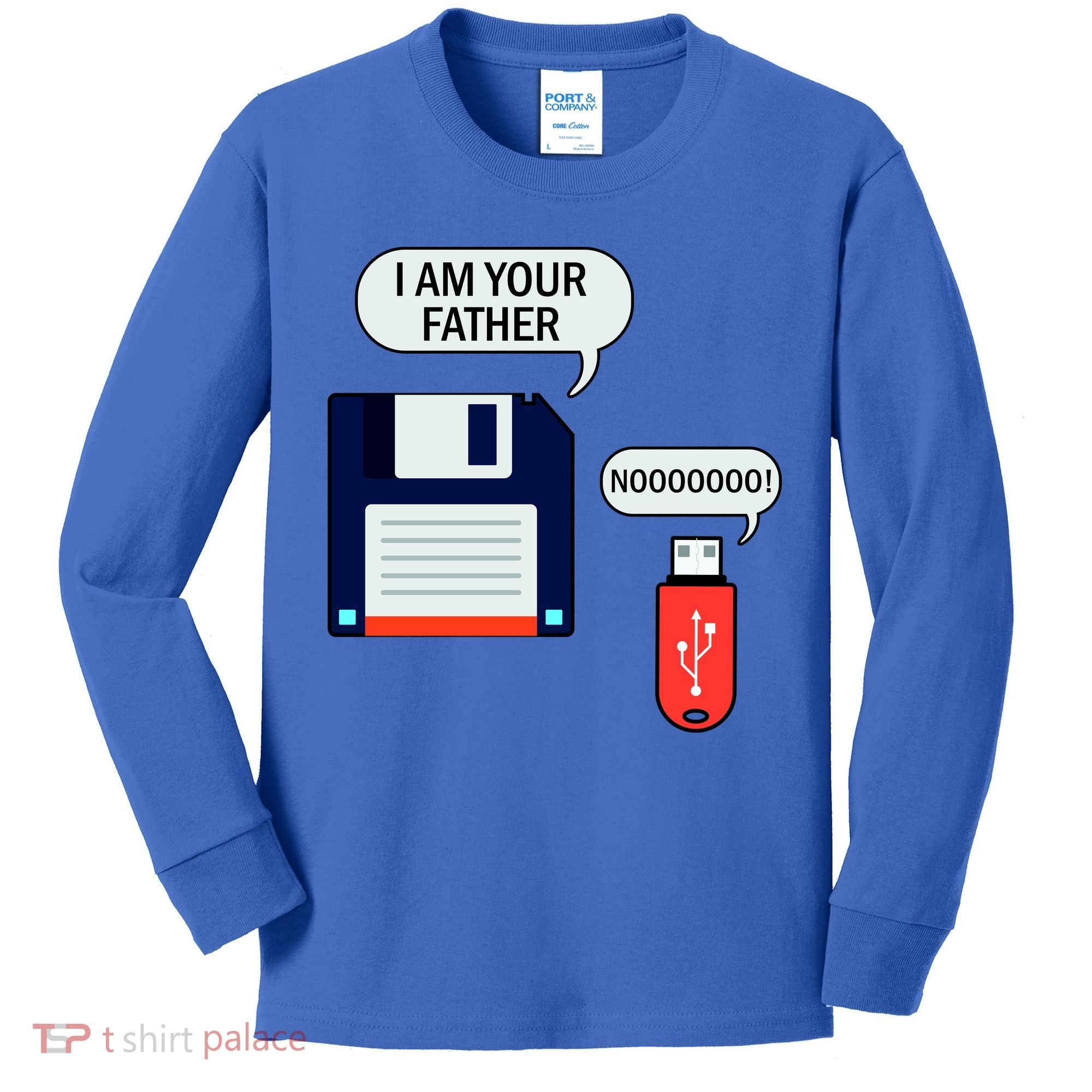 I Am Your Father Retro Floppy Disk USB Kids Long Sleeve Shirt