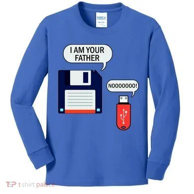 I Am Your Father Retro Floppy Disk USB Kids Long Sleeve Shirt
