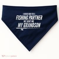 I Ask God For A Fishing Partner He Sent Me My Grandson USA-Made Doggie Bandana thumb 0