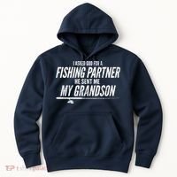 I Ask God For A Fishing Partner He Sent Me My Grandson Hoodie thumb 0