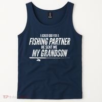 I Ask God For A Fishing Partner He Sent Me My Grandson Tank Top thumb 2