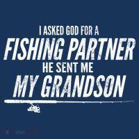 I Ask God For A Fishing Partner He Sent Me My Grandson Kids Sweatshirt thumb 2