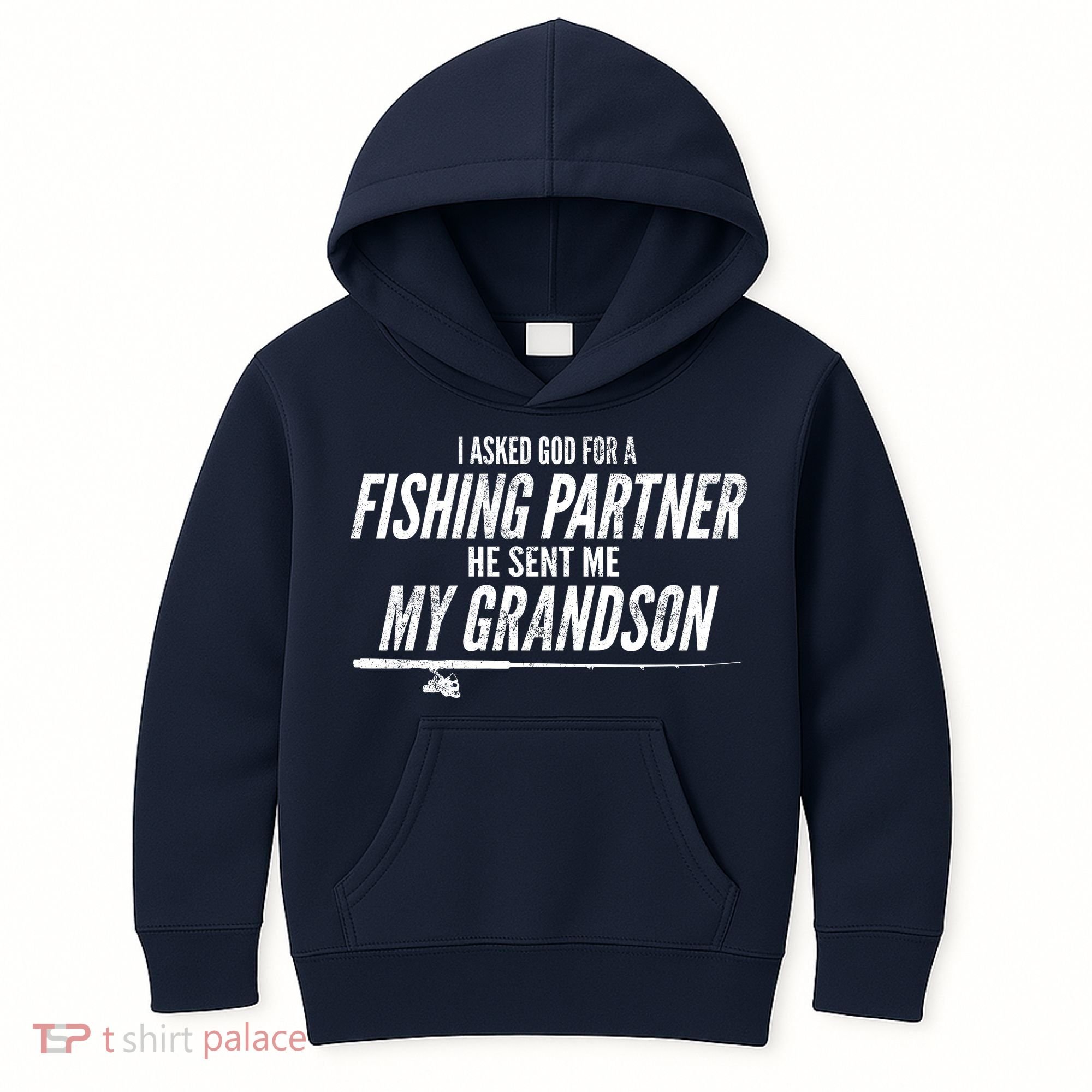 I Ask God For A Fishing Partner He Sent Me My Grandson Kids Hoodie