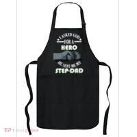 I Asked God For A Hero He Sent Me My Step-Dad Apron thumb 0