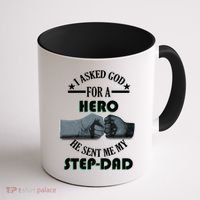 I Asked God For A Hero He Sent Me My Step-Dad Coffee Mug thumb 1