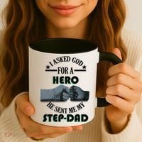 I Asked God For A Hero He Sent Me My Step-Dad Coffee Mug thumb 3