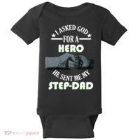 I Asked God For A Hero He Sent Me My Step-Dad Baby Bodysuit thumb 0