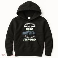 I Asked God For A Hero He Sent Me My Step-Dad Kids Hoodie thumb 0