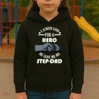I Asked God For A Hero He Sent Me My Step-Dad Kids Hoodie thumb 3