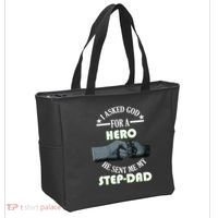 I Asked God For A Hero He Sent Me My Step-Dad Tote Bag thumb 2