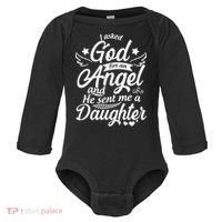 I Asked God For An Angel And He Sent Me A Daughter Baby Long Sleeve Bodysuit thumb 0