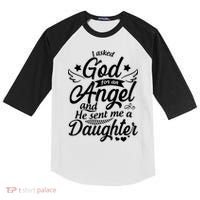 I Asked God For An Angel And He Sent Me A Daughter Kids Colorblock Raglan Jersey thumb 0