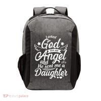 I Asked God For An Angel And He Sent Me A Daughter Vector Backpack thumb 0