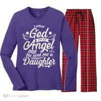 I Asked God For An Angel And He Sent Me A Daughter Women's Long Sleeve Flannel Pajama Set  thumb 0