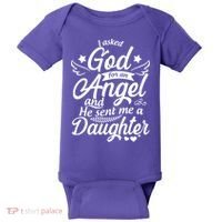 I Asked God For An Angel And He Sent Me A Daughter Baby Bodysuit thumb 0